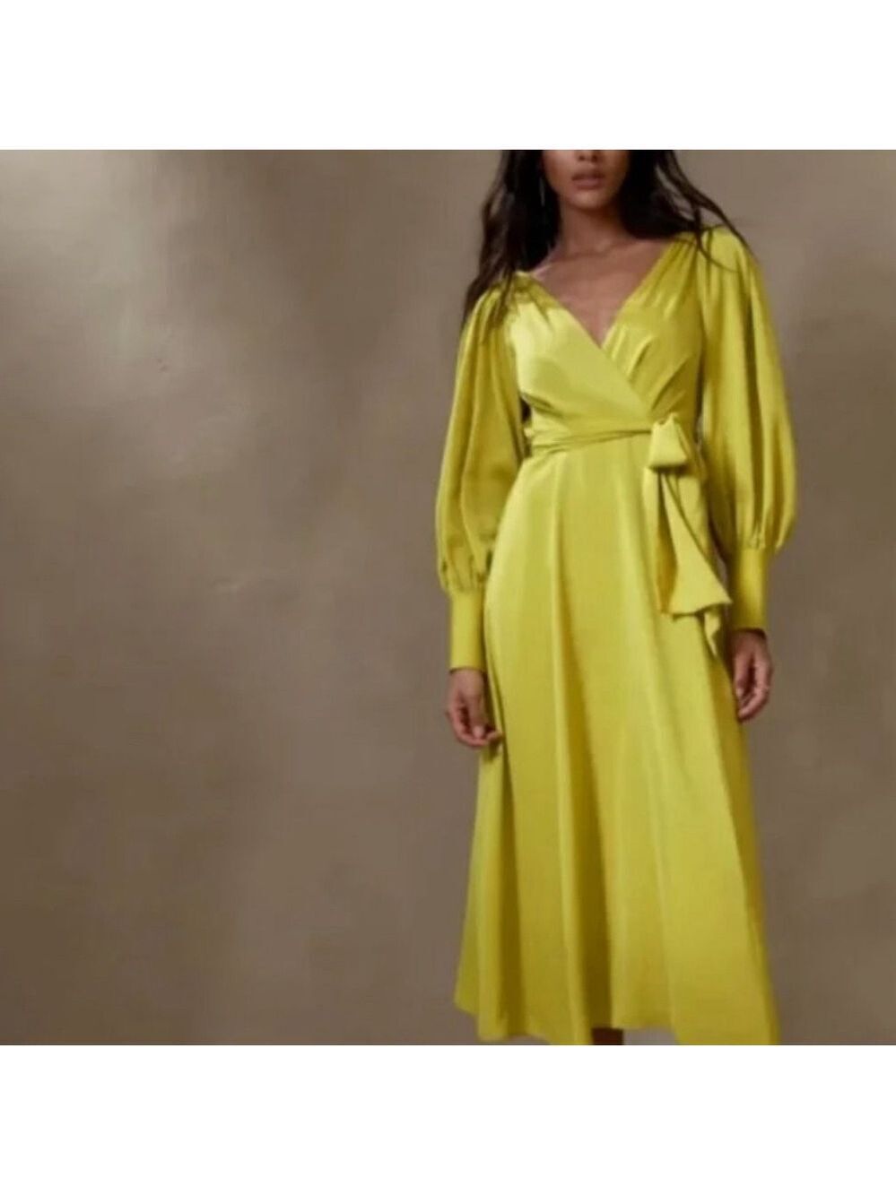 Banana Republic Celestial Blouson-Sleeve Silky Event Spring Party Maxi Dress H